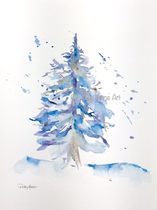 Christmas pine watercolor