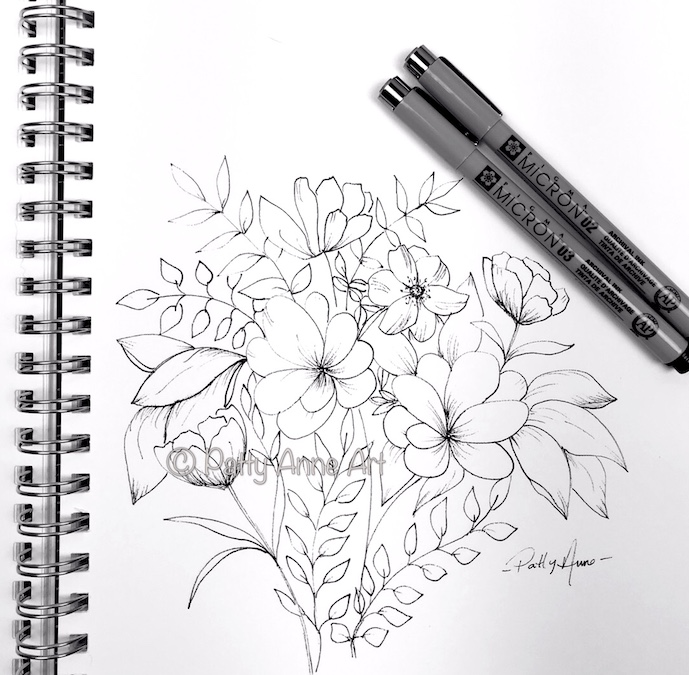 floral ink sketch