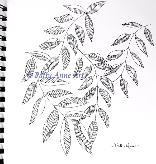 ink sketch leaf patterns
