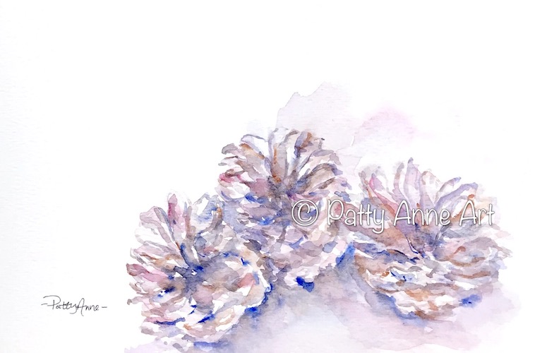 watercolor pinecones