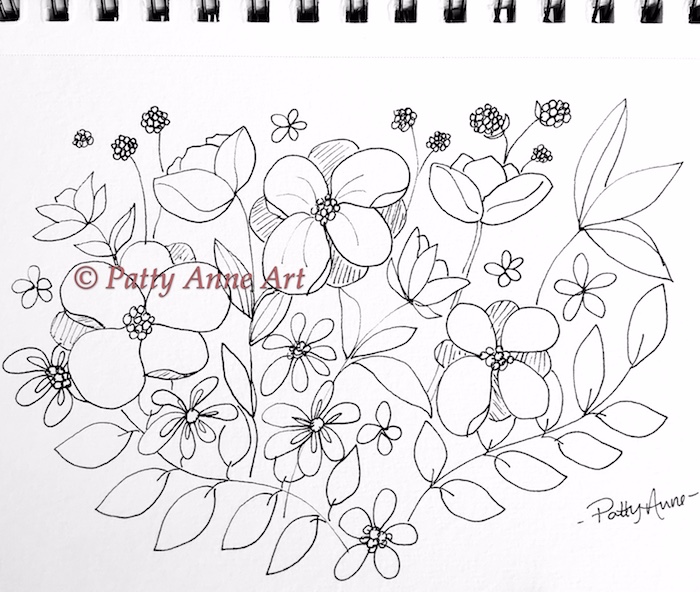 Floral ink sketch