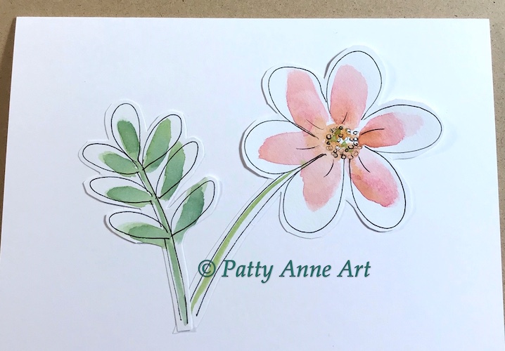 flower card - watercolor cutouts