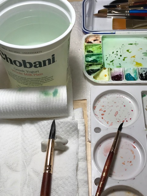 painting setup - with end of tp roll
