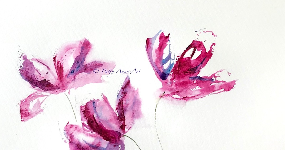 watercolor flower painting with bold color