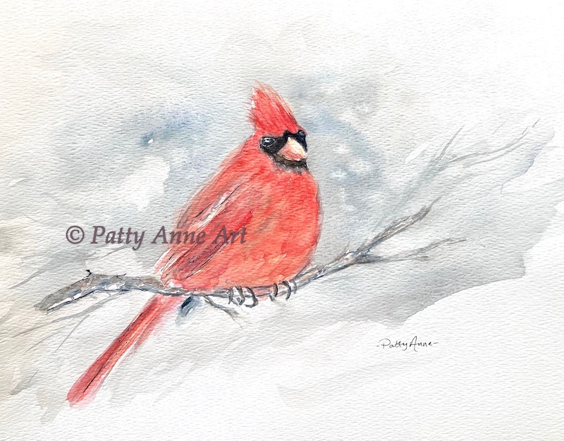 updated cardinal watercolor painting