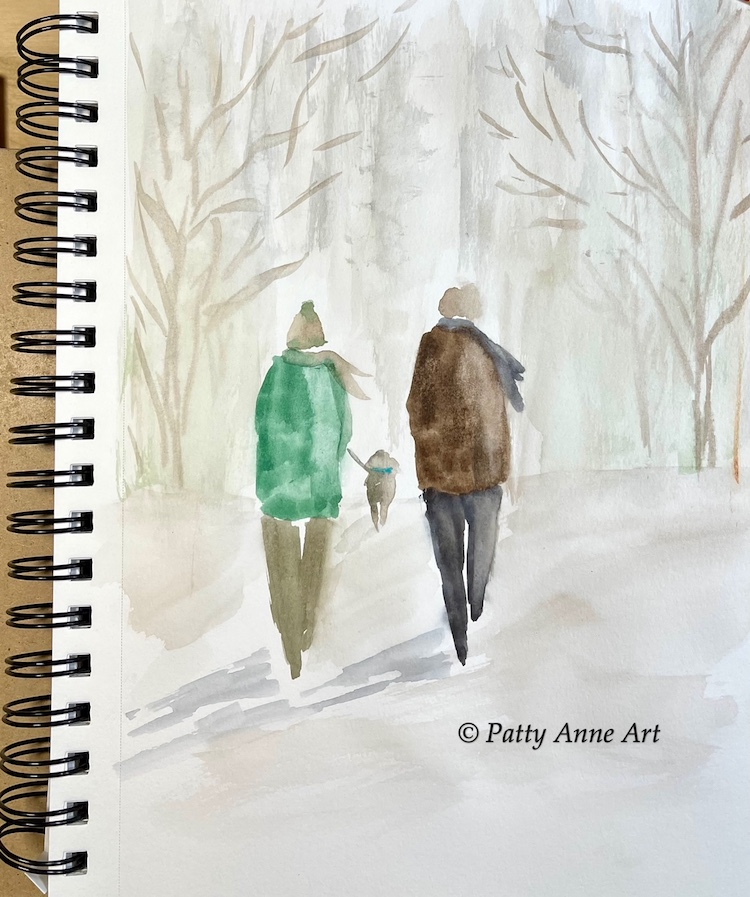 Chilly walk watercolor