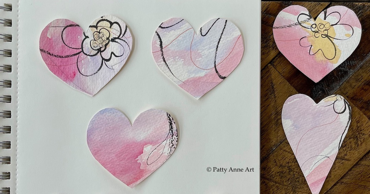 Fun watercolor hearts project